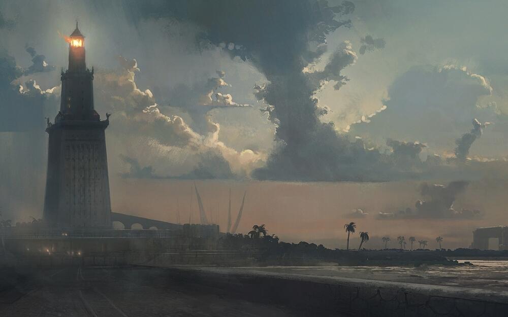 Reconstruction of the Lighthouse of Alexandria (Illustration: Mohamed Abd Elshafe/Shutterstock) הדמיה של המגדלור באלכסנדריה