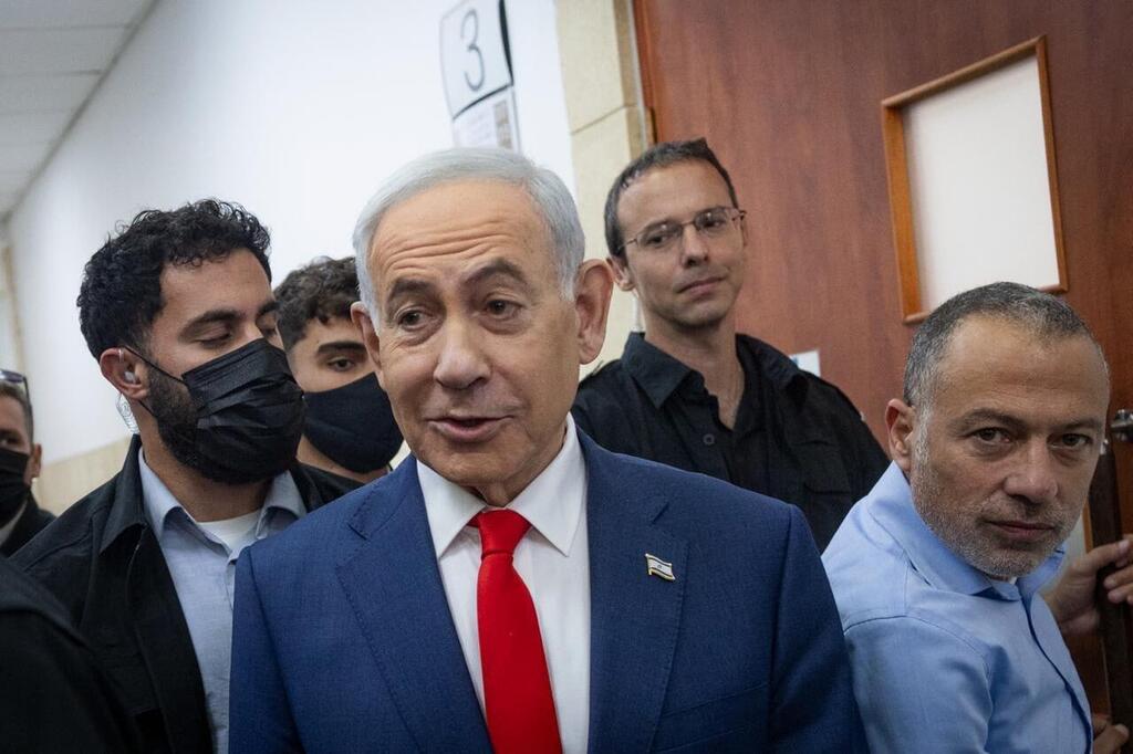 Prime Minister Benjamin Netanyahu at the Jerusalem District Court (Photo: Chaim Goldberg/Flash90) בנימין נתניהו