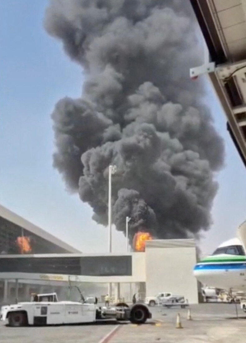 Smoke and flames rise from King Khalid Airport in Riyadh, Saudi Arabia after Houthi attack on Oct. 8 (Photo: Social media via Reuters) Smoke and flames rise from King Khalid Airport in Riyadh, Saudi Arabia after Houthi attack on Oct. 8