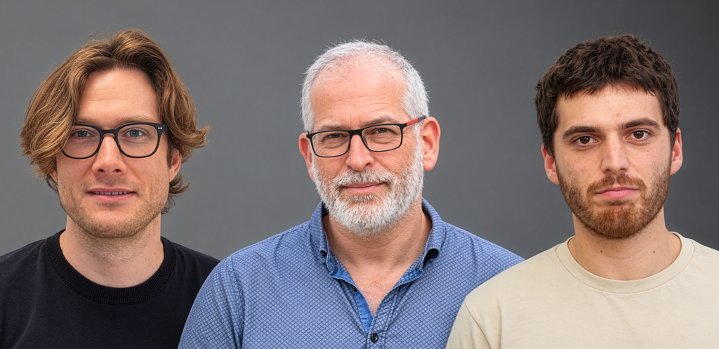 The research team, from left, Dr. Glen Pridham, Prof. Uri Alon and Yoav Hayut 