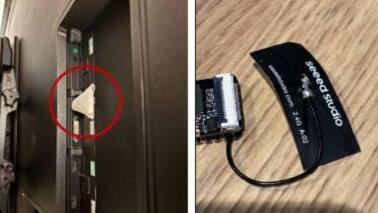 The listening device discovered in the conference room (Photo: U.S. v. Abdulrahman Alfozan, 3:26-mj-71329) מכשיר הציתות בחדר הישיבות שאותר