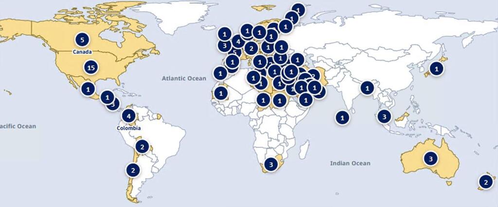 Map of sanctions against Israel (Credit: JPPI) Map of sanctions against Israel