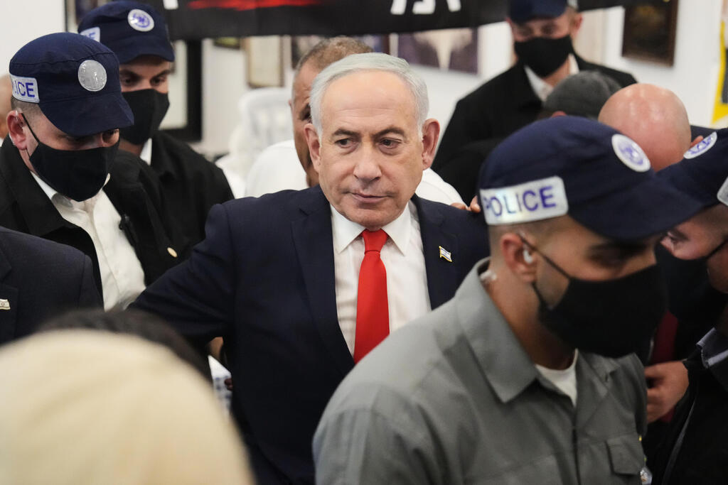 Prime Minister Benjamin Netanyahu (צילום: AP Photo/David Goldman) בנימין נתניהו קמפיין בחירות בתל אביב