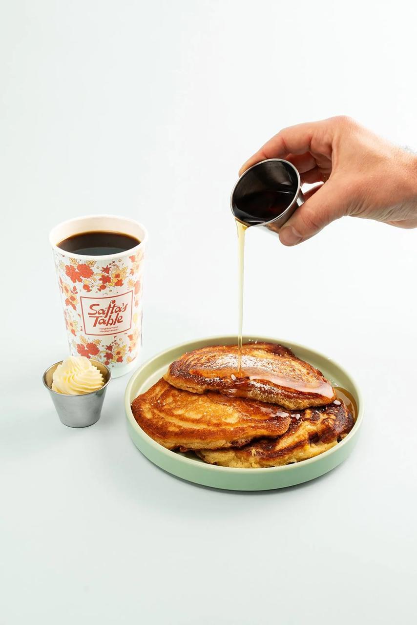 Pancakes served with syrup and coffee at Safta's Table (Photo: Safta's Table) Pancakes served with syrup and coffee at Safta's Table