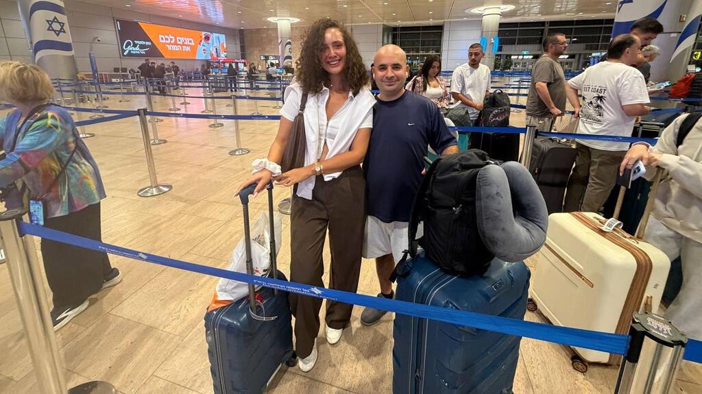 Lilach and Assaf Ben Rahamim from Haifa are flying on vacation and will not vote in the 2026 elections (Photo: Roy Rubinstein) לילך ואסף בן רחמים מחיפה, טסים לחופשה ולא יצביעו בבחירות 2026
