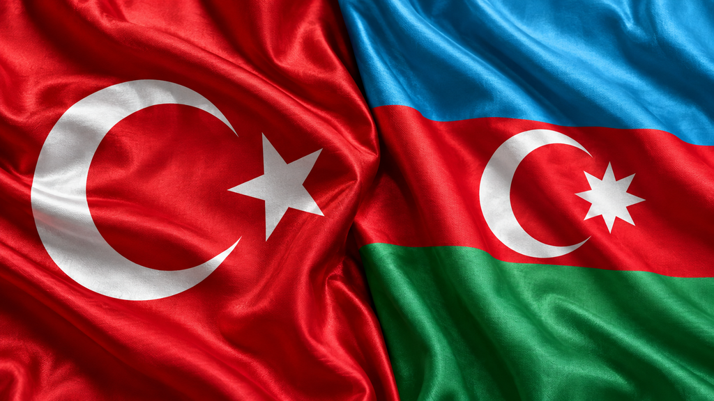 Turkey and Azerbaijan Flags 