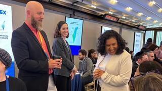 Sanker-Lange speaks with attendees at the MedEx UK event in London 