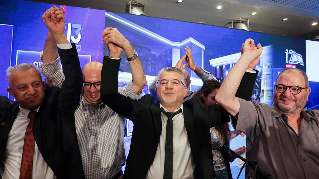 Joint List supporters celebrate in Nazareth. Higher Arab voter turnout and fewer votes lost below the electoral threshold helped produce historic representation in the Knesset (Photo: AHMAD GHARABLI / AFP) נצרת