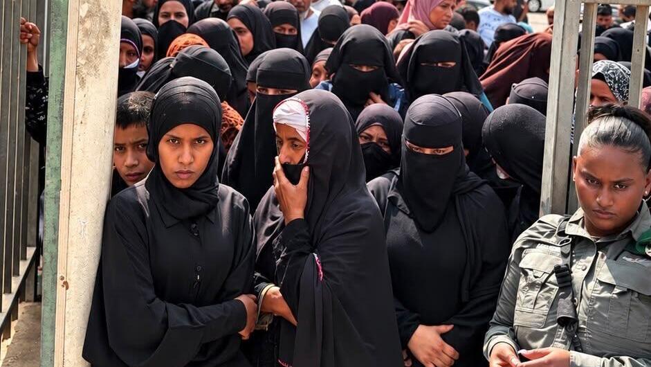Image said to show Arabs lining up at the polls on Election Day is photo of women going up to pray on the Temple Mount in February 2026 (Photo: Social media) פייק שפורסם ביום הבחירות - מדובר בנשים מוסלמיות שעולות להתפלל בהר הבית בפברואר 2026