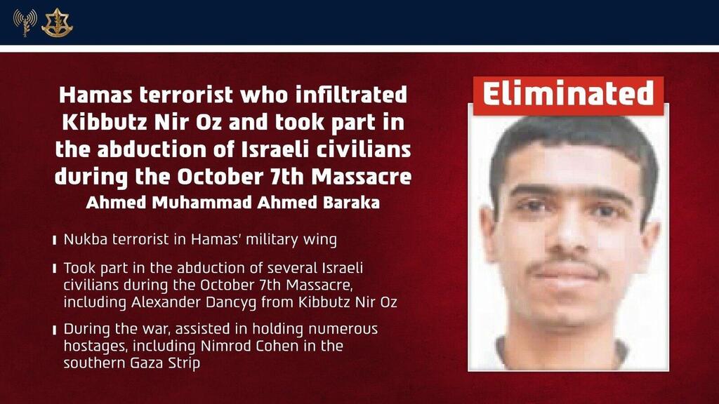 Ahmed Muhammad Ahmed Baraka (Photo: IDF Spokesperson) Ahmed Muhammad Ahmed Baraka