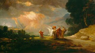 Lot fleeing Sodom 