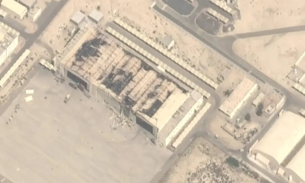 This satellite image taken over Al Dhafra Air Base in the United Arab Emirates on March 11, 2026, shows three significantly damaged hangars, struck by Iran only days prior (Photo: Airbus DS 2026 via AP) This satellite image taken over Al Dhafra Air Base in the United Arab Emirates on March 11, 2026, shows three significantly damaged hangars, struck by Iran only days prior