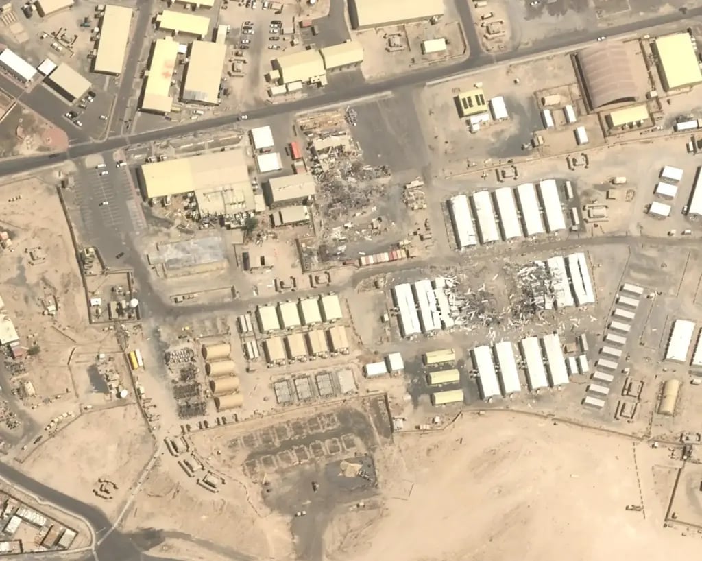 This satellite image taken over Ali Al Salem Air Base in Kuwait on July 24, 2026, shows the result of numerous strikes on this section of the base (Photo: Airbus DS 2026 via AP) This satellite image taken over Ali Al Salem Air Base in Kuwait on July 24, 2026, shows the result of numerous strikes on this section of the base