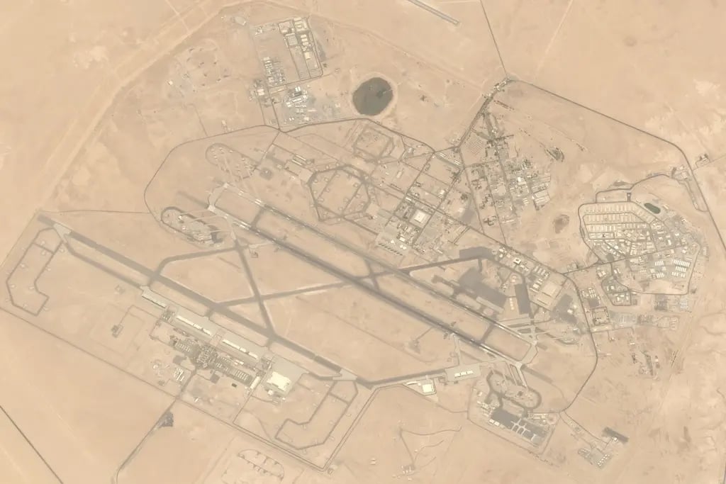 This satellite image provided by Airbus shows Ali Al Salem Air Base in Kuwait on July 28, 2026, months of strikes destroyed numerous facilities across the base (Photo: Planet Labs PBC via AP) This satellite image provided by Airbus shows Ali Al Salem Air Base in Kuwait on July 28, 2026, months of strikes destroyed numerous facilities across the base