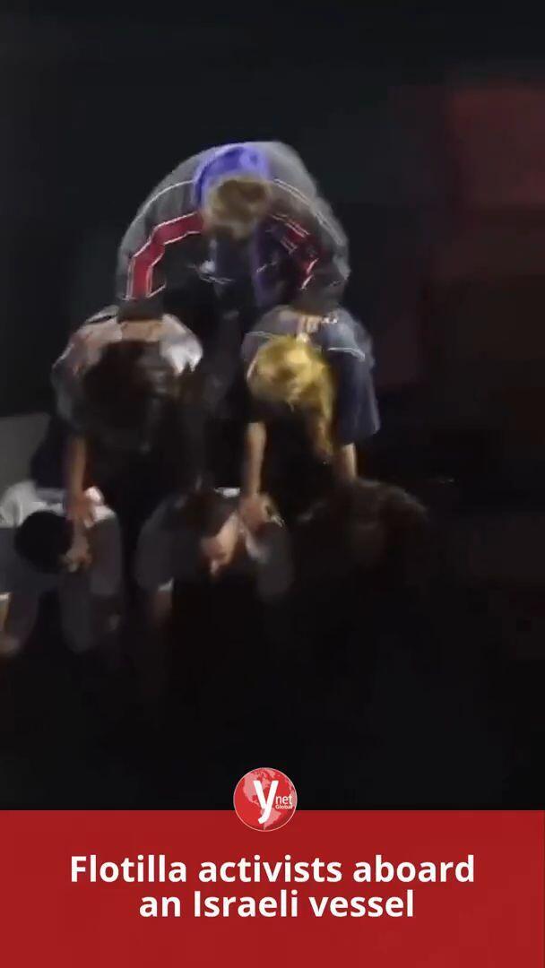 Flotilla activists on Israeli Vessel