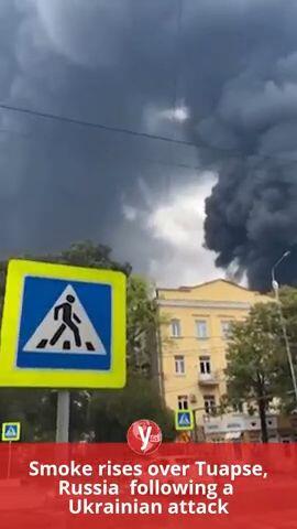 smoke rises over tuapse