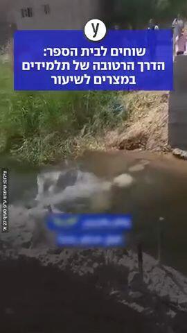 שוחים לבית הספר:  הדרך הרטובה של תלמידים במצרים לשיעור