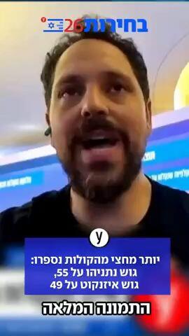 יותר מחצי מהקולות נספרו: גוש נתניהו על 55, גוש איזנקוט על 49