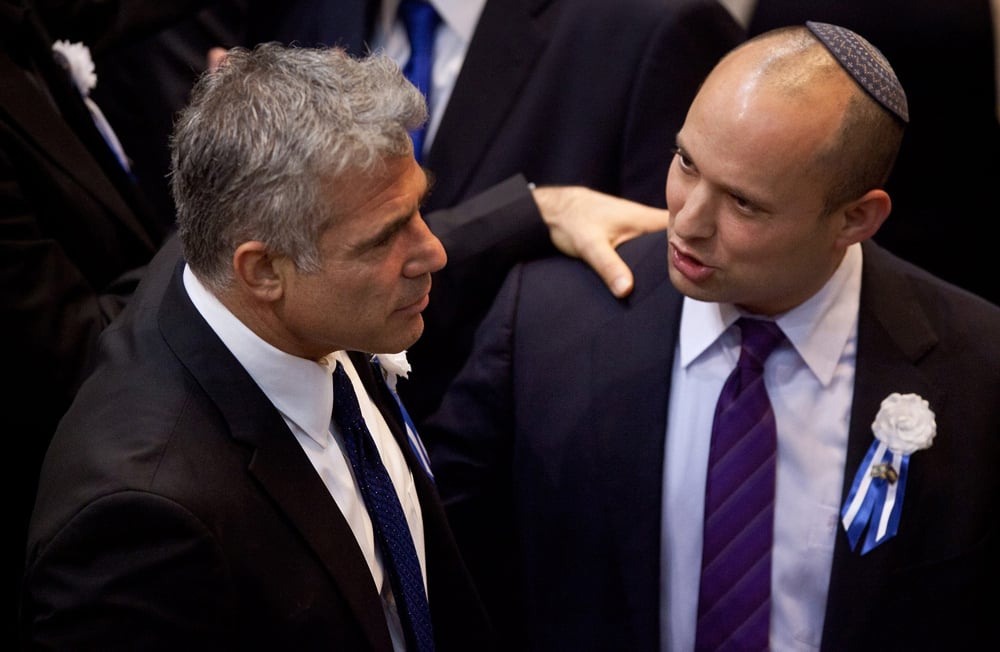 Yesh Atid head Yair Lapid and Yamina chief Naftali Bennett (Photo: AP) Yesh Atid head Yair Lapid and Yamina chief Naftali Bennett
