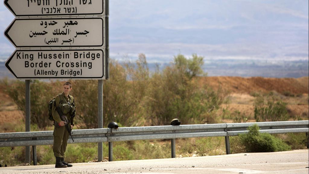 An IDF soldier near the Allenby Bridge border crossing with Jordan 