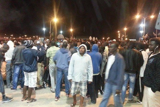 Asylum seekers in the Holot detention facility in the Negev 