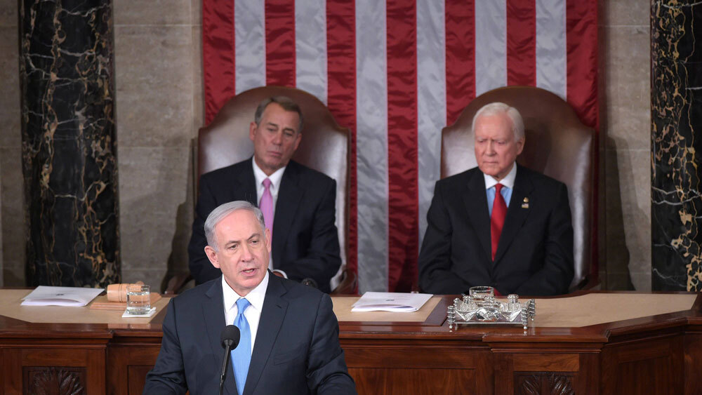 Benjamin Netanyahu attacks the Obama administration's Iran deal in an address to Congress in 2015 