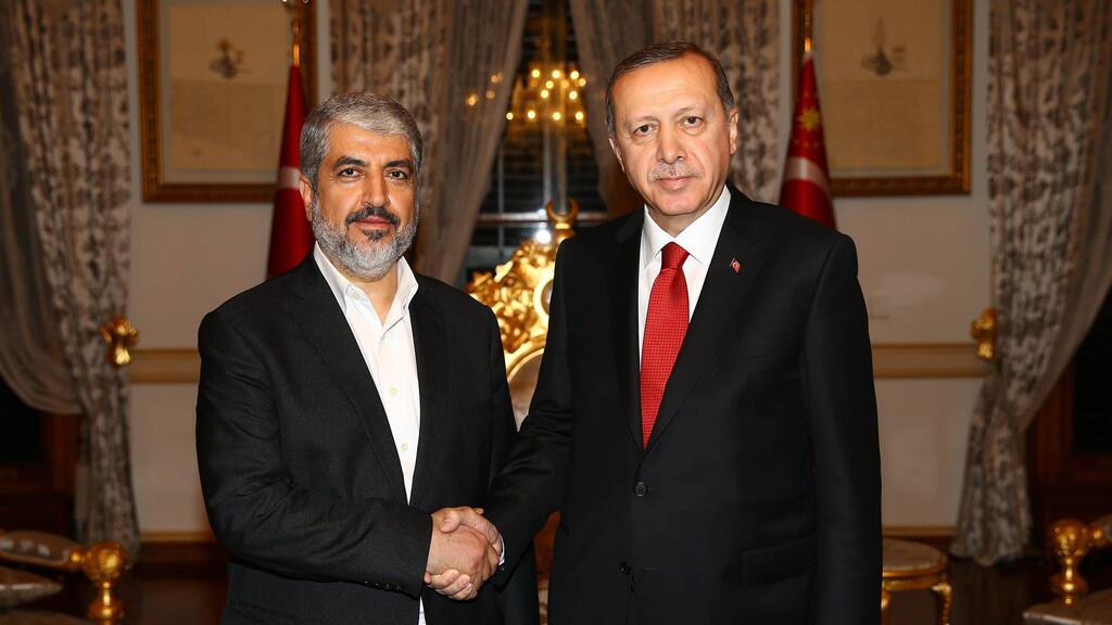 Hamas leader Khaled Mash'al with Turkish President Recep Tayyip Erdoğan in 2015 