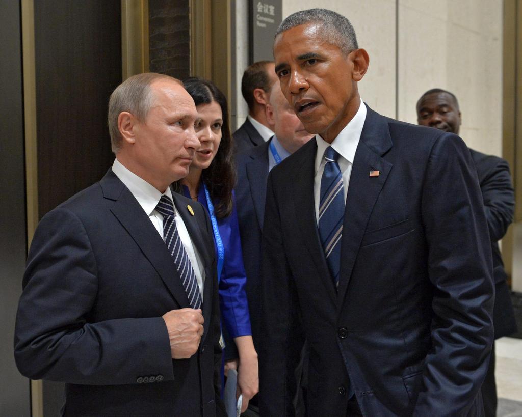 Russian President Vladimir Putin and then-U.S. President Barak Obama during a G20 meeting in 2016 