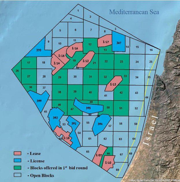 Disputed Israel-Lebanon maritime border (Illustration: Energy Ministry) Disputed Israel-Lebanon maritime border