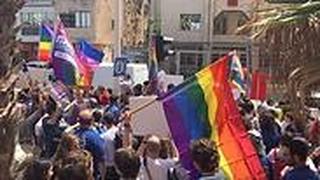 מפגינים למען הלהט"בים של צ'צ'ניה ב-2017 בתל-אביב
