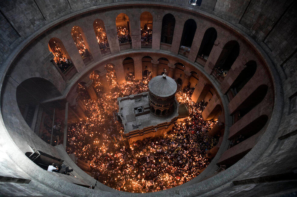 Holy Fire ceremony at Church of the Holy Sepulchre in Jerusalem 