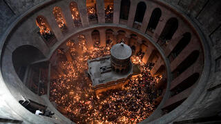 Holy Fire ceremony at Church of the Holy Sepulchre in Jerusalem 
