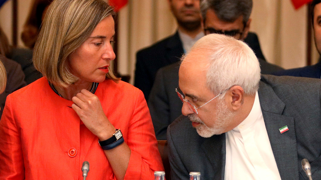 Federica Mogherini Former EU Foreign Affairs representative and Iranian foreign Minister Javad Zarif in 2018 (Photo: AP) פדריקה מוגריני מוחמד ג'וואד זריף שיחות הסכם גרעין עם איראן