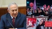 תמונה מחולקת של מחאת הנשים ובנימין נתניהו