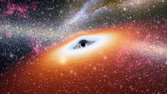 דיסקת גז המזינה חור שחור (הדמיה: NASA/JPL-Caltech) דיסקת גז המזינה חור שחור