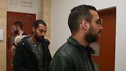 (מימין) ניב אסרף וערן נגאוקר המואשמים בבימוי חטיפה, הבוקר בדיון בבימ"ש מחוזי ירושלים