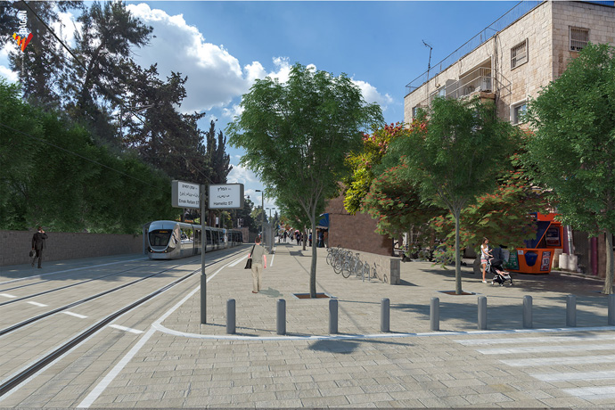 הקו הכחול בעמק רפאים רכבת קלה ירושלים