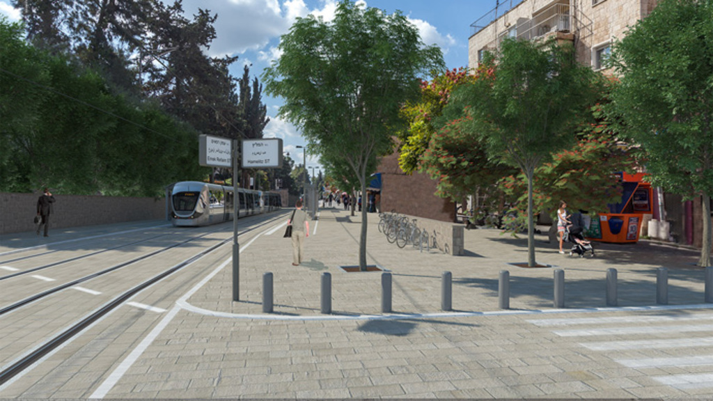 הקו הכחול של הרכבת הקלה בעמק רפאים (מתוך האתר של הרכבת הקלה) הקו הכחול בעמק רפאים רכבת קלה ירושלים