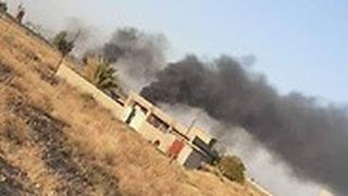 עשן תקיפה בסיס חיל אוויר אל-בכר" צפונית ל בגדד עיראק
