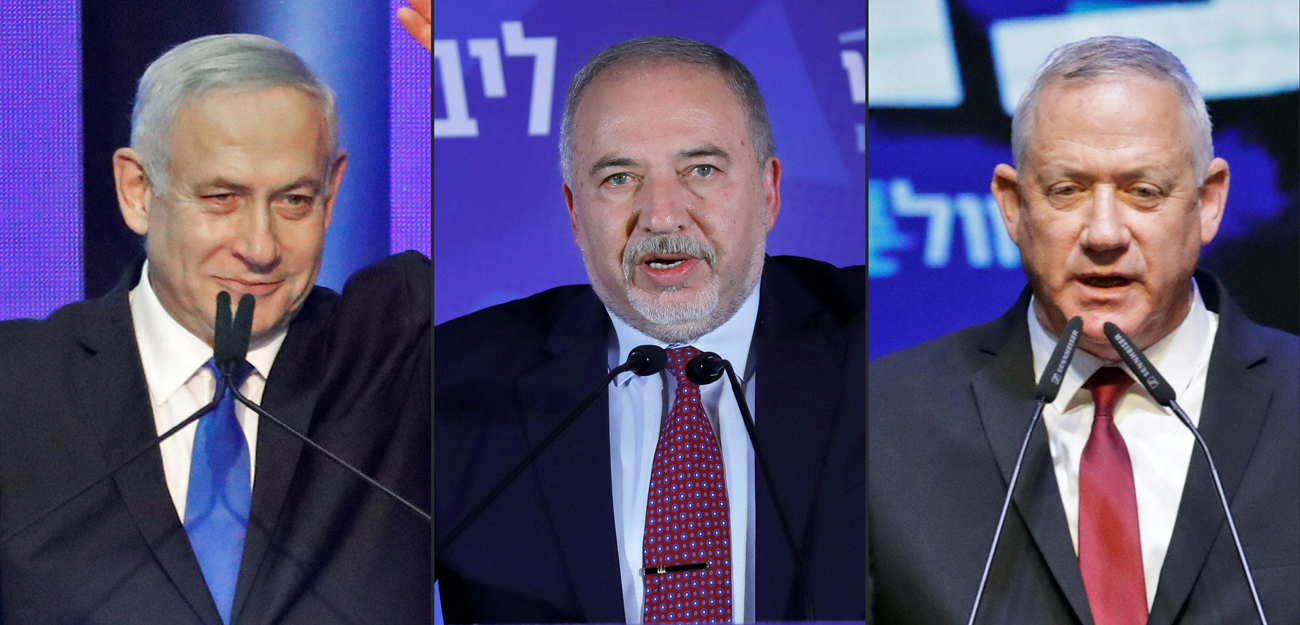 Prime Minister Benjamin Netanyahu, Avigdor Liberman and Benny Gantz 