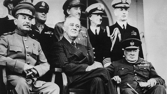 'The Big Three', Roosevelt, Churchill and Stalin during the 1943 Tehran Conference