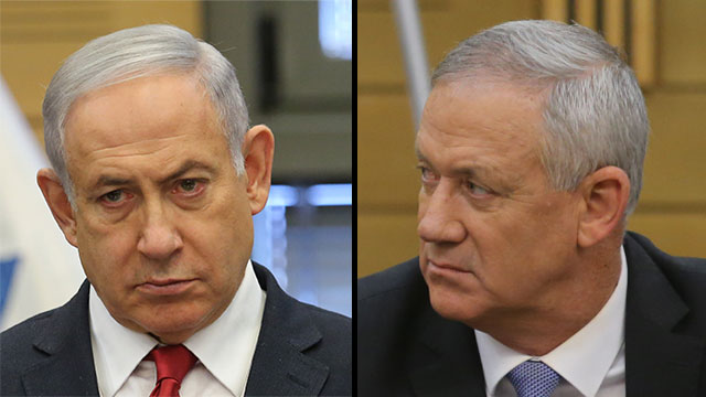 Prime Minister Netanyahu and Benny Gantz (Photo: Alex Kolomoisky) Prime Minister Netanyahu and Benny Gantz