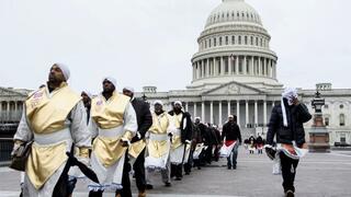 Black Hebrew Israelites marching from Capitol Hill, Washington DC 
