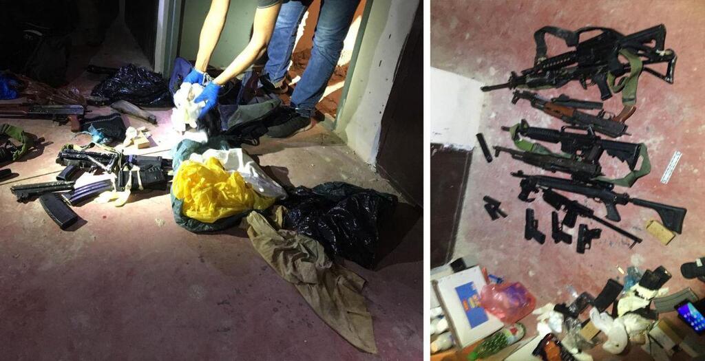 Weapons found during the raid (Photo: Shin Bet) רוצחי רנה שנרב - חלק מתשתית טרור שכללה 50 מחבלים