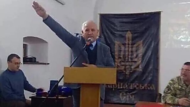 Marushchinets giving a Hitler salute (Photo: Facebook) Vasily Marushchinets an anti-Semitic Ukraine diplomat