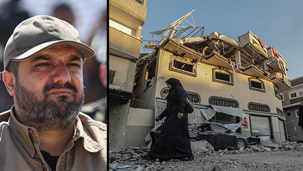 Baha Abu al-Ata, and the place where he was eliminated (Photos: EPA, AFP) Baha Abu al-Ata, and the scene where he was eliminated