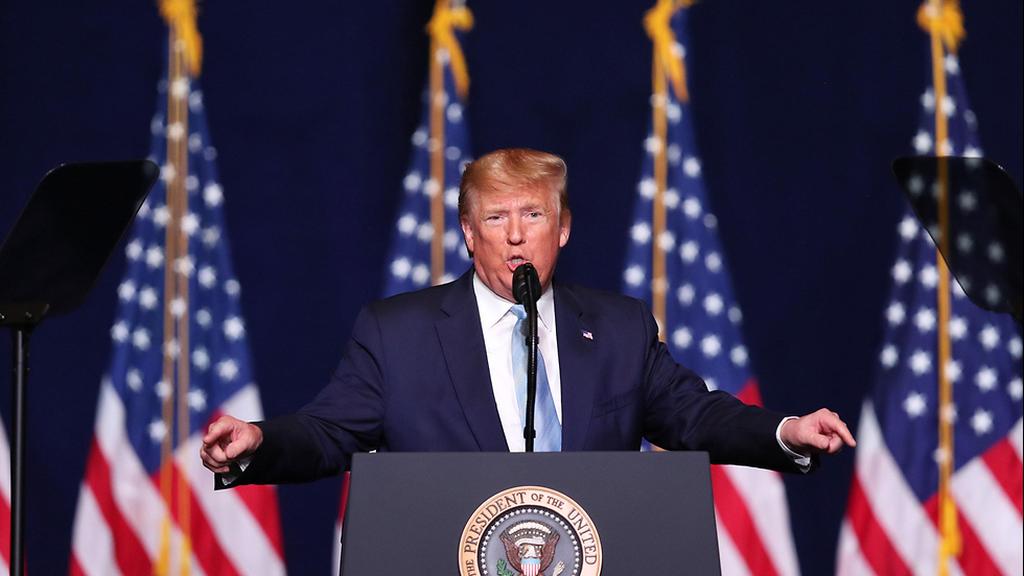 Donald Trump (Photo: AFP) דונלד טראמפ בעצרת בחירות עם תומכיו לאחר חיסולו של קאסם סולימאני בעירק