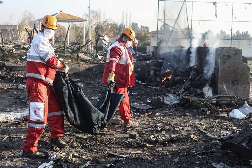The site of the plane crash in Iran 