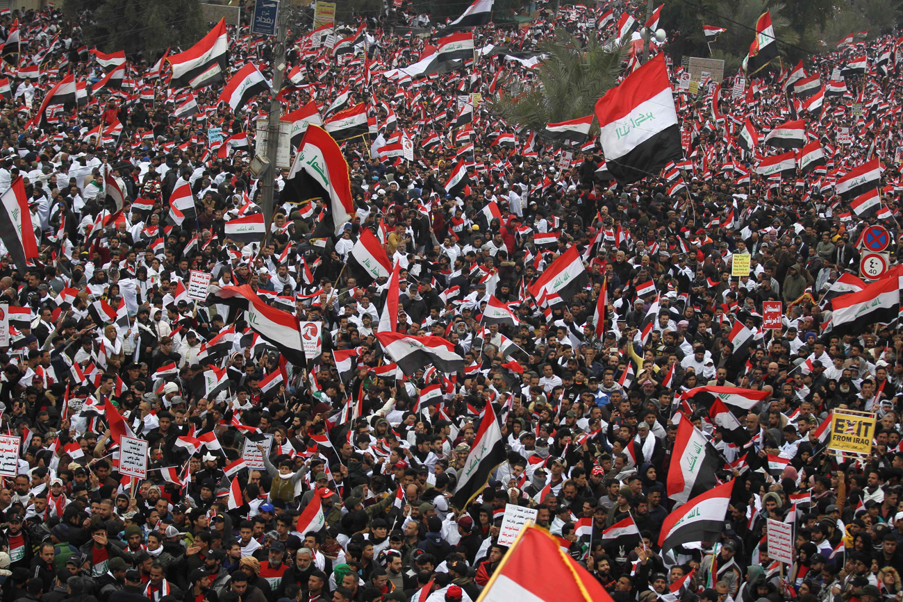Iraqis protest American presence in the country 