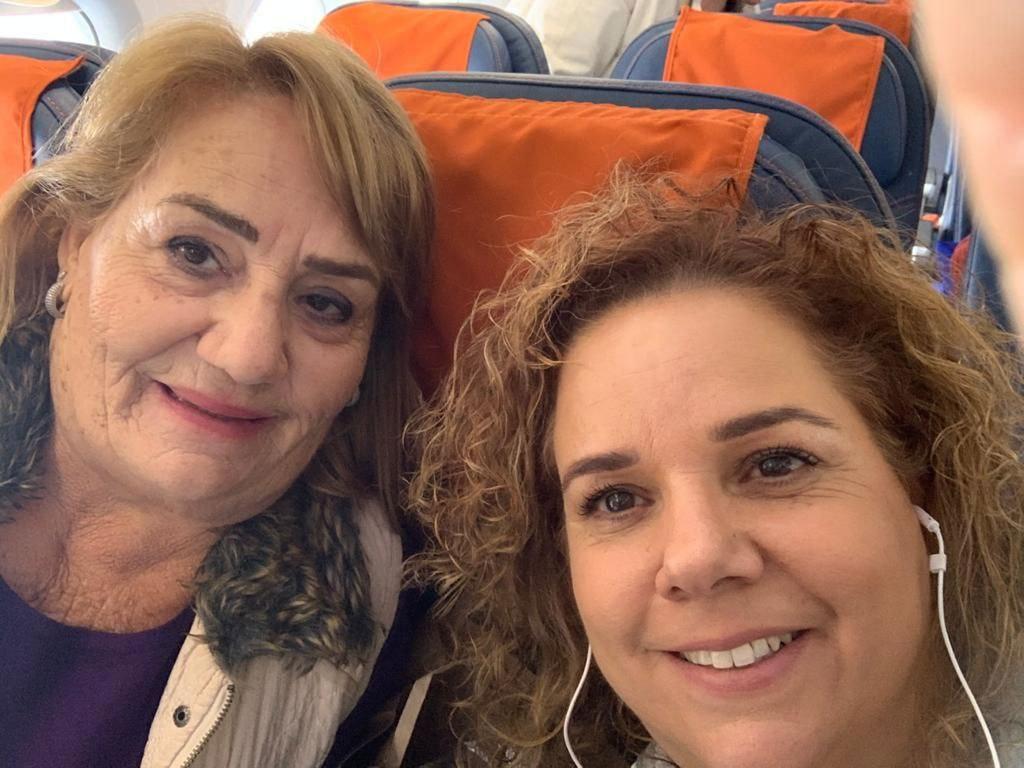 Nicole Ben David, right, with her mother, Bruria on board the ship ניקול ואמה ברוריה